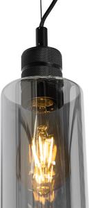 Lampa suspendata moderna neagra cu sticla fumurie - Stavelot