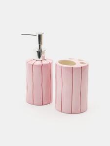 Sinsay - Set: Dispenser de săpun și pahar pentru periuțe - roz-pastel