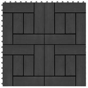 Plăci de pardoseală, 11 buc, negru, 30x30 cm, WPC, 1 mp