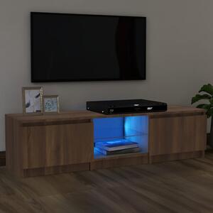 Comodă TV cu lumini LED, stejar maro, 140x40x35,5 cm