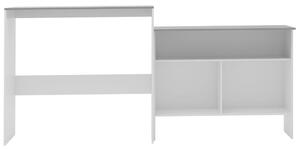 Masă de bar cu 2 blaturi, alb și gri, 130x40x120 cm