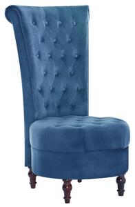 Scaun cu spătar înalt, albastru, catifea