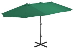 Umbrelă de soare de exterior, stâlp aluminiu, verde, 460x270 cm