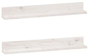 Rafturi de perete, 2 buc., alb, 80x11x9 cm, lemn masiv de pin