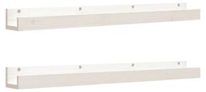 Rafturi de perete, 2 buc., alb, 110x12x9 cm, lemn masiv de pin