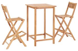 Set mobilier bar, 3 piese, lemn masiv de tec
