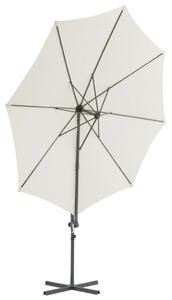 Umbrelă suspendată cu stâlp din oțel, nisipiu, 300 cm