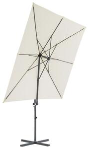 Umbrelă suspendată cu stâlp din oțel, nisipiu, 250 x 250 cm