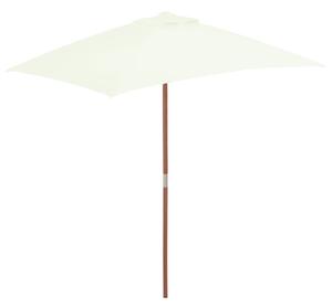 Umbrelă de soare, exterior, stâlp lemn, 150x200 cm, nisipiu