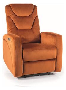 Fotoliu recliner KRONOS, stofa catifelata caramizie, rabatare electrica, 79x94x107 cm