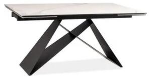 Masa extensibila WESTIN III CERAMIC, sticla securizata/ceramica, alb/negru mat, 180-260x90x77 cm