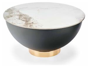 Masuta cafea CECILIA, negru/alb, ceramica/metal, cu spatiu depozitare