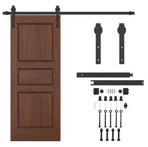 Set șină pentru ușă glisantă 183 cm, negru mat, pentru uși de 35–45 mm (fără ușă)