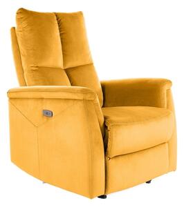 Fotoliu recliner NEPTUN, stofa catifelata galbena, 76x94x96 cm