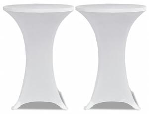 Husă de masă cu picior, Ø80 cm, alb, elastic, 4 buc