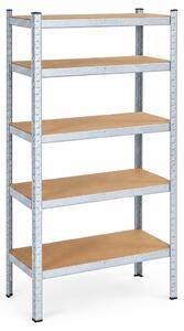 Raft metalic cu 5 polițe reglabile din lemn presat, 180 × 90 × 40 cm, 875 kg