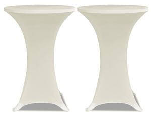 Husă de masă cu picior, 4 buc., crem, Ø60 cm, elastic
