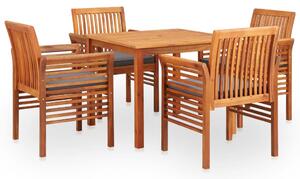 Set mobilier de exterior cu perne 5 piese, lemn masiv de acacia