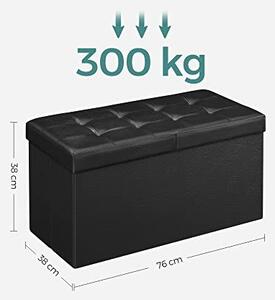 Bancuta hol cufar cu depozitare, Songmics, Negru, 76x38x38 cm