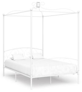 Cadru de pat cu baldachin, alb, 140 x 200 cm, metal