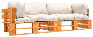 Set canapea de grădină paleți cu perne nisipii 2 piese lemn pin