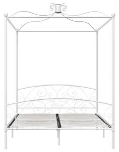 Cadru de pat cu baldachin, alb, 160 x 200 cm, metal
