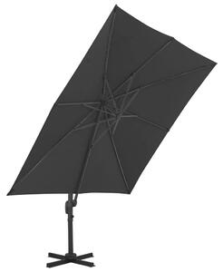 Umbrelă suspendată cu stâlp din aluminiu, negru, 3 x 3 m