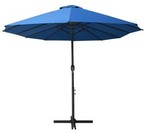 Umbrelă soare exterior cu stâlp aluminiu, albastru, 460x270 cm