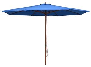 Umbrelă de soare de exterior, stâlp din lemn, albastru, 350 cm