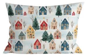 Husa pentru perna din bumbac WINTER VILLAGE 50x70 cm, colorat