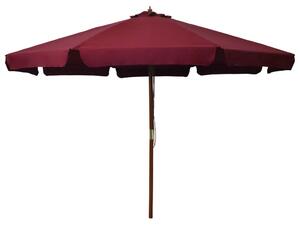 Umbrelă de soare de exterior, stâlp lemn, roșu burgund, 330 cm
