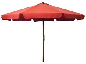 Umbrelă de soare de exterior, stâlp lemn, cărămiziu, 330 cm