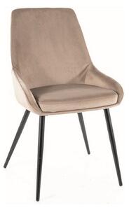 Scaun COBE, stofa catifelata bej/negru, 49x43x85 cm
