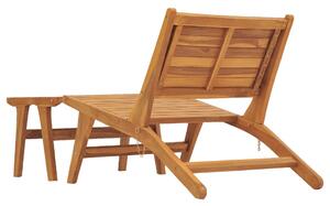 Scaun de grădină cu suport de picioare, lemn masiv de tec