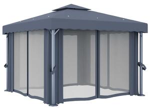 Pavilion cu perdea, antracit, 3 x 3 m, aluminiu