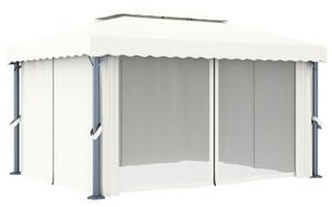 Pavilion cu perdea, alb crem, 4 x 3 m, aluminiu