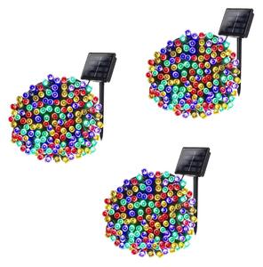 Set 3 x Instalatie solara 100 LED pentru exterior, Multicolor