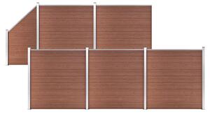Set panouri gard, 5 pătrate + 1 oblic, maro, 965 x 186 cm, WPC