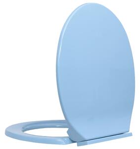 Capac WC cu închidere silențioasă, albastru, oval