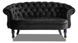 Canapea 2 locuri Filip Chesterfield, negru, 152x82x82