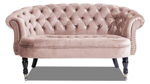 Canapea 2 locuri Filip Chesterfield, roz deschis, 152x82x82
