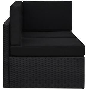 Canapea modulară cu 2 locuri, negru, poliratan