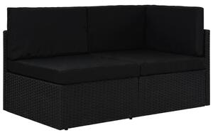 Canapea modulară cu 2 locuri, negru, poliratan