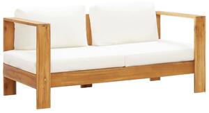 Canapea de grădină cu pernă, alb crem, 140 cm, lemn de acacia