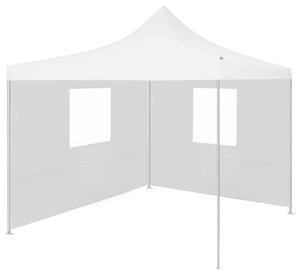 Cort de petrecere pliabil cu 2 pereți laterali, alb, 3x3 m oțel