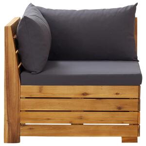 Canapea de colț modulară cu perne, 1 buc., lemn masiv de acacia