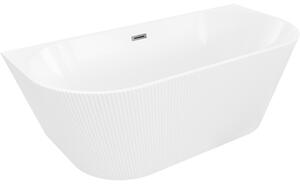 Cadă de baie independentă Mexen Oris cu caneluri 150 x 75 cm, alb lucios, preaplin grafit periat, 52871507500-66