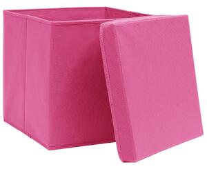 Cutii depozitare cu capace 10 buc. roz, 32x32x32 cm, textil