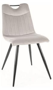 Scaun ORFE, stofa catifelata gri deschis/negru, 45x40x86 cm
