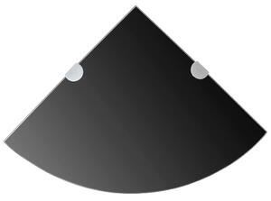 Rafturi de colț cu suporturi crom 2 buc. negru 35x35 cm sticlă